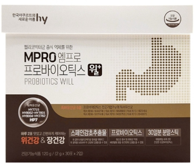 hy(한국야쿠르트) MPRO 엠프로 프로바이오틱스 윌 2g x 60포, 1개