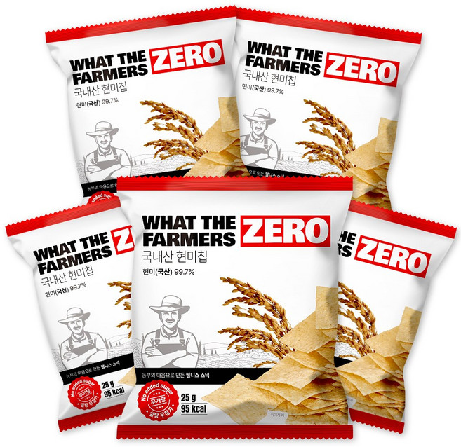 왓더파머스 구운 건강한 저당 다이어트간식 국산 기름 없는 제로 현미칩, 5개, 25g