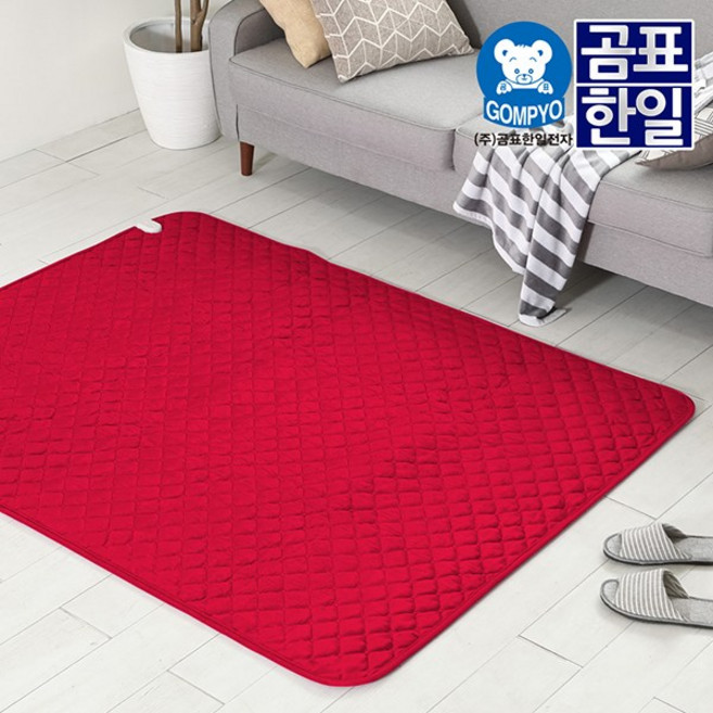 곰표한일 전기매트 더블 전기요 2인용 침대 무자계 매트 극세사 와인 대형