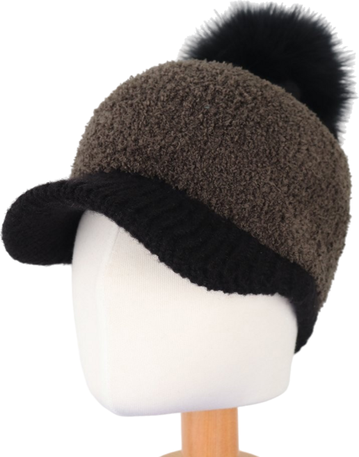 PAMPAS 수면사 털방울 니트캡 겨울 방한용품 따뜻한 털모자 챙모자