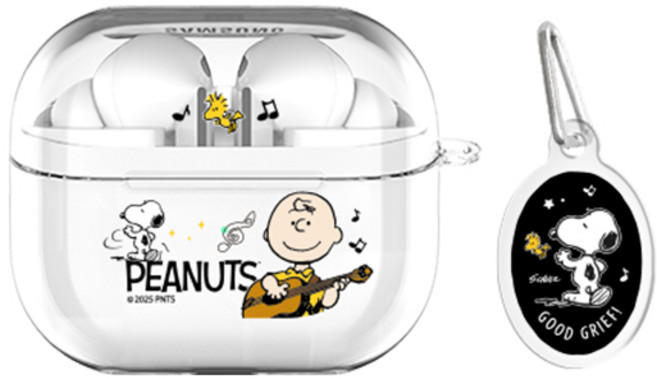 스누피 버즈라이브/버즈3/버즈3프로 클리어 케이스 +아크릴키링 세트, 씽앤쏭_뮤직 큐, 버즈3/버즈3프로(공용), 1개