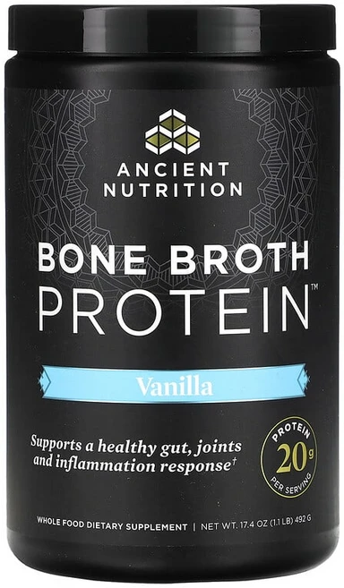 Ancient Nutrition 소뼈 육수 단백질 바닐라 맛 492g(1.1lb) ATN-02001, 1개, 498g - 쿠팡
