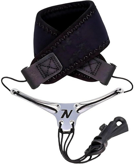 Neotech Bravo 색소폰 스트랩 | 네오프렌 패드 메모리 폼 코어 알루미늄 나비 넥타이가 수축 방지 미국 제조 광택 실버