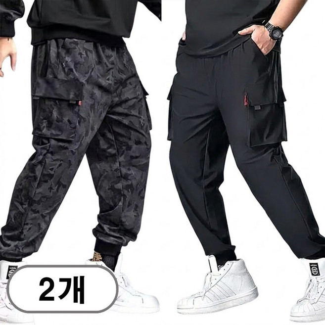 차쿠 1+1 남성 빅사이즈 카고팬츠 멀티포켓 스판 조거바지 트레이닝 바지