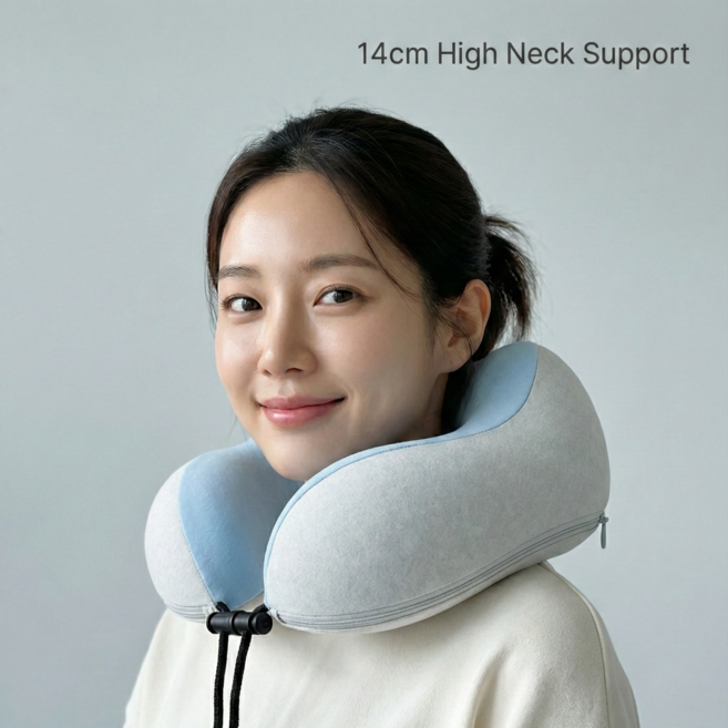 LUNEB 14cm 하이넥 목꺾임 방지 여행용 기내용 비행기 메모리폼 깁스 목베개 쿠션