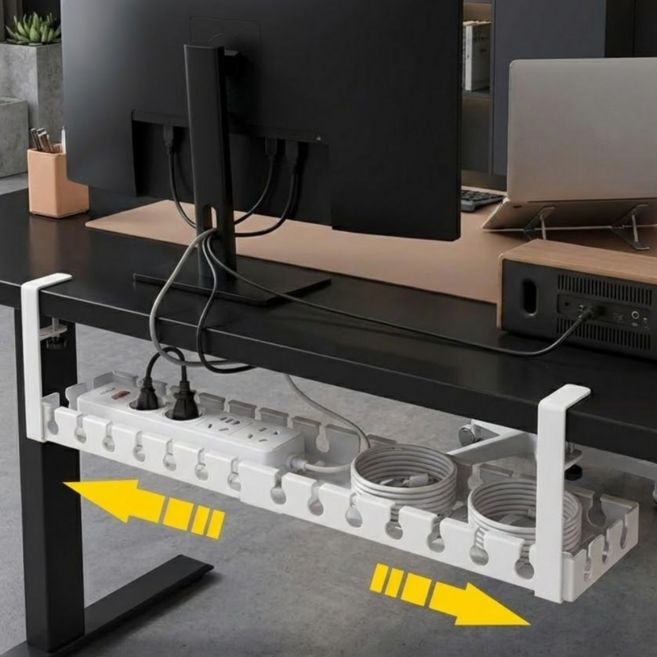 플로딧 무타공 멀티탭거치대 선반 콘센트 전선정리함, 화이트, 1개