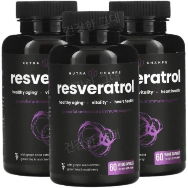 뉴트라챔프 레스베라톨 라스베라트롤 60캡슐 3개 레스베라트롤 Resveratrol, NutraChamps, 60정 - 쿠팡