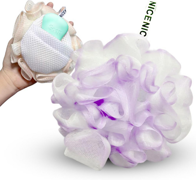 깔끔더하기 비누 품은 샤워타올 거품망 샤워볼, 퍼플, 1개, 1개입