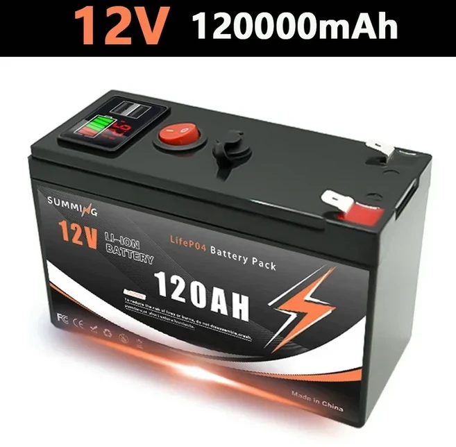 리튬 12V 150Ah LiFePO4 딥 4000+ 사이클 배터리 조명 파워 휠 태양광/풍력 소형 UPS용 충전식, 09 USB 120Ah x 1, 1개