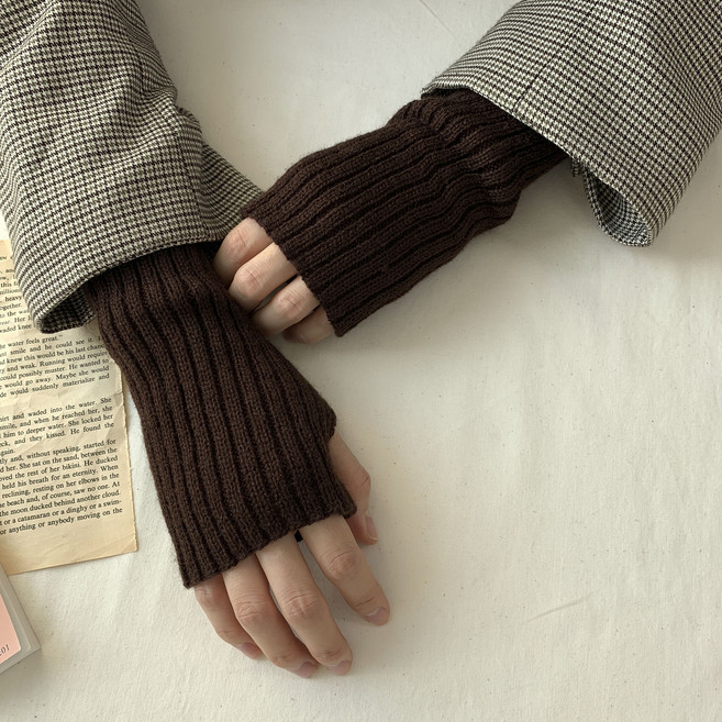블루씨티 롱롱 두툼한 골지 니트 암워머 핸드워머 팔토시 장갑