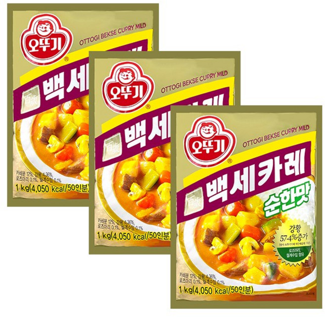 오뚜기 백세카레 순한맛, 1kg, 3개