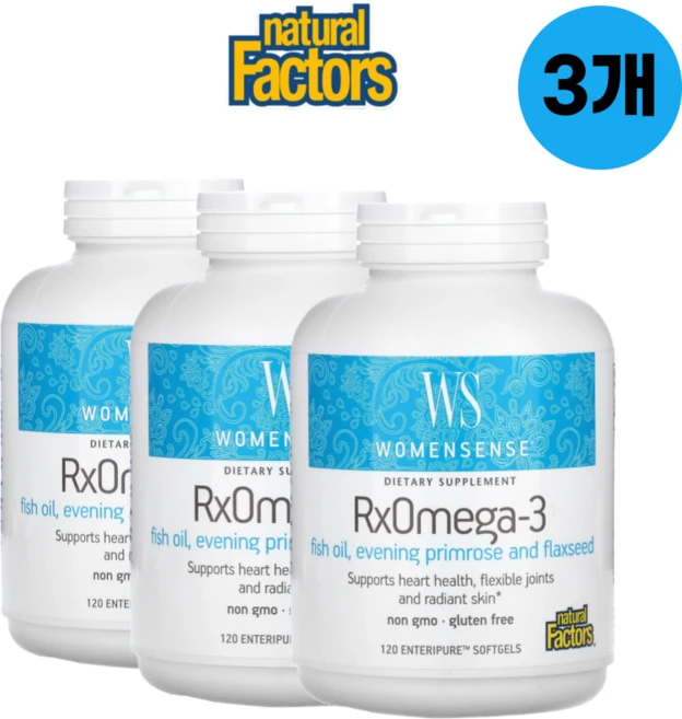 네츄럴팩터스 우먼센스 RxOmega-3 엔터티퓨어 소프트젤 120정, 3개 - 쿠팡