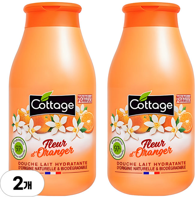 코티지 오렌지 블러썸 모이스처라이징 샤워밀크 바디워시, 2개, 250ml