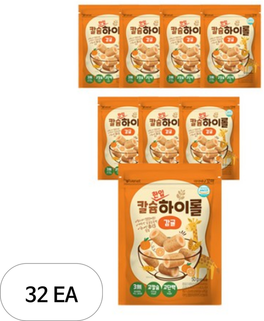 아이배냇 꼬마 칼슘 한입 하이롤 과자 50g, 32개, 감귤