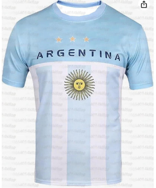 축구 저지 티셔츠 아르헨티나 스트라이프 그래픽 프린트 클래식 통기성 스포츠 유니폼 훈련 대회용, 1개, 색상: 2. T29207 / 크기: F. XXXL