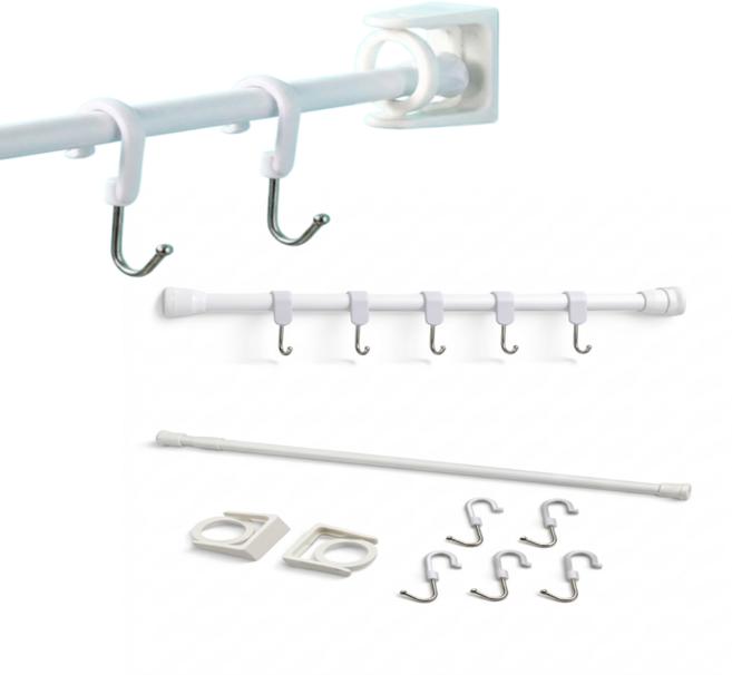 모아담마켓 각도조절 압축봉 세트 욕실 커튼 다용도 봉 지지대 S고리 포함