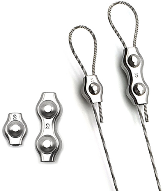 스텐 와이어 로프 클립 슬리브 클램프 와이어줄 볼트형 연결 고정 부속 부품, 스텐 와이어클램프M2(싱글), 1개