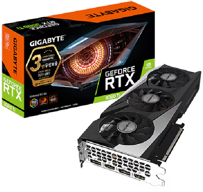 GIGABYTE 지포스 RTX 3060 Ti GAMING OC V2 D6 8GB 3팬 게이밍 중고