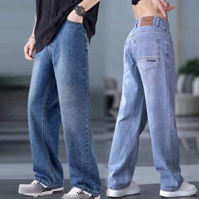 남성 여름 얇은 냉감 일자 데님 팬츠 남자 캐주얼 쿨링 와이드 청바지