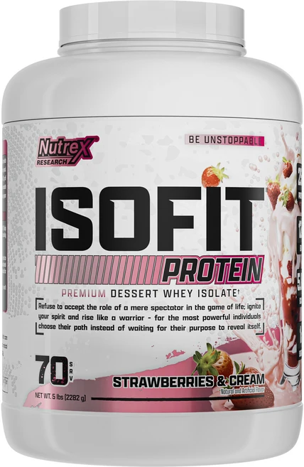 뉴트렉스리서치 아이소핏 웨이 프로틴 아이솔레이트 스트로베리 & 크림, 1개, 2.282kg - 쿠팡
