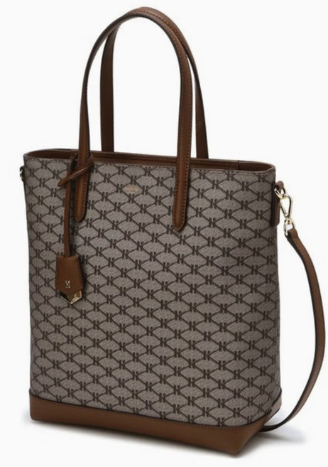 헤지스 카키 시그니처 패턴 토트백 M