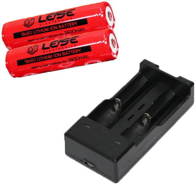 삼성 18650 3500mAh 충전지 2알 + 2구 충전홀더, 1개, 1개입