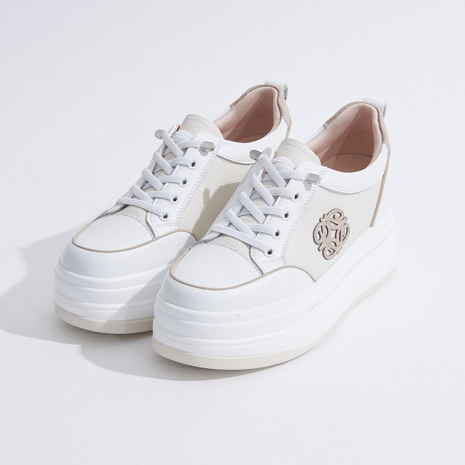 슈리오 여성 소가죽 볼륨업 캐주얼 키높이 운동화 7cm