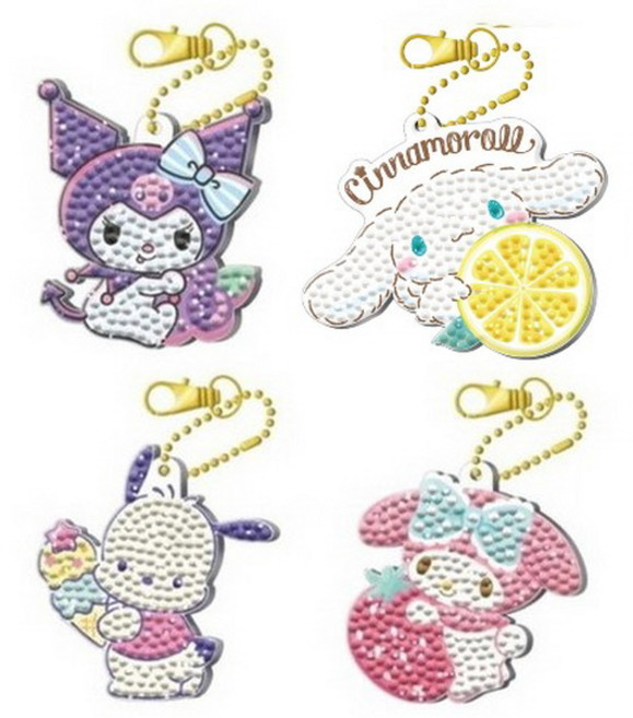 산리오 키링 보석십자수 4종, 1세트