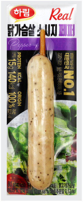 하림 리얼닭가슴살 소시지 페퍼, 80g, 8개