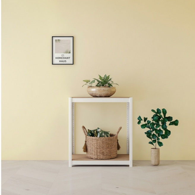 홈던트하우스 국내 제조 업그레이드형 무볼트 철제 선반, 화이트, 2단