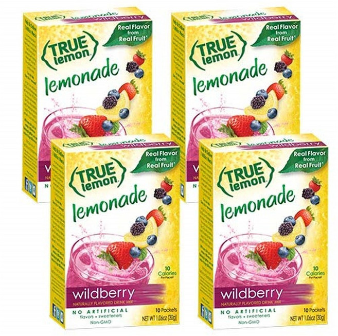 트루 레몬 와일드 베리 레모네이드 드링크 믹스 30g 4개 True Lemon WILDBERRY LEMONADE, 10개입