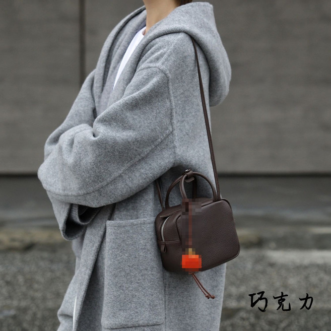 女士頭層羊皮復古氣質正方形迷你波士頓手提包