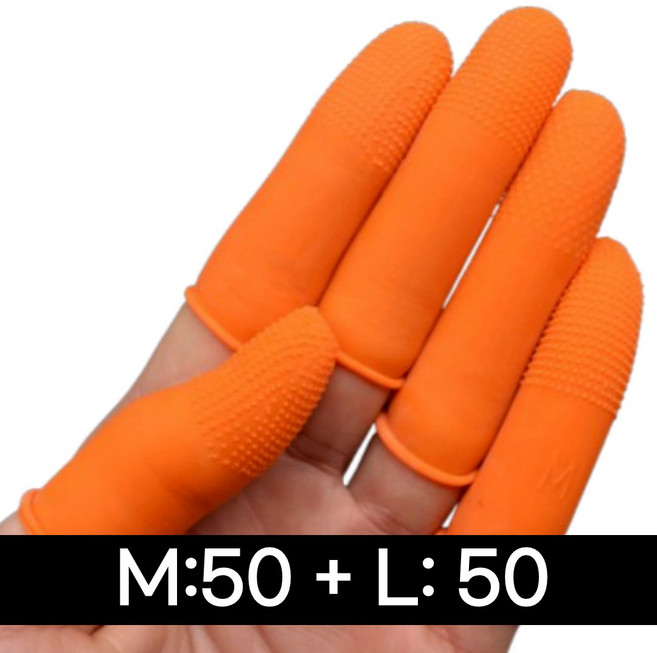 제이스토어 손가락 고무장갑 미끄럼방지 골무, 100개, 주황색