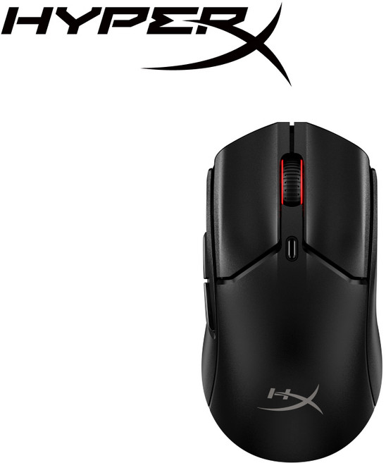 HyperX Pulsefire Haste 2 無線電競滑鼠 雙模連線 輕量化61g 100小時續航 精準感測器, 黑色