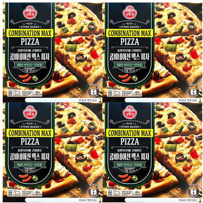오뚜기 돌판 오븐에 구워 만든 콤비네이션 맥스 피자 405g, 4개