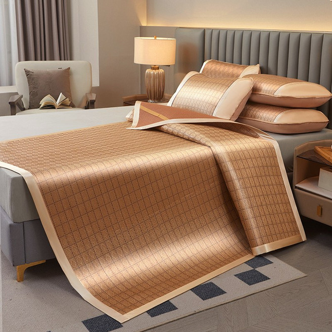 정싱 침대용돗자리 여름 대자리 시원한 접이식 돗자리 고급대자리, 브라운