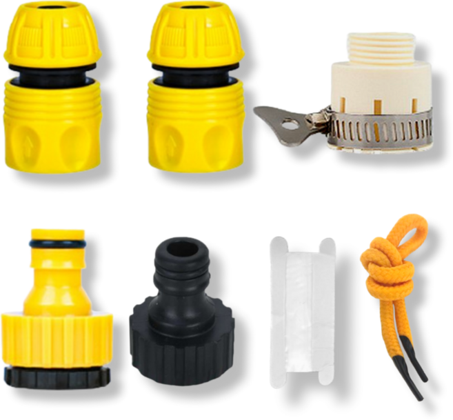 7종세트 수도꼭지 호스 연결 부속 부품 커넥터 연결캡 조임밴드, 1SET