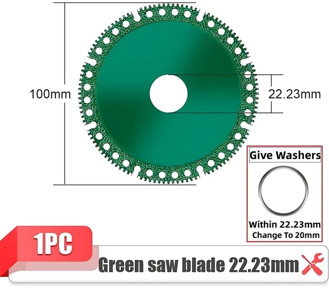 원형톱날 복합 다기능 절단 톱날 초박형 세라믹 타일 유리 대리석 디스크 앵글 연마기 100mm, 04 Green 22.23mm, 4.Green 22.23mm, 4)Green 22.23mm