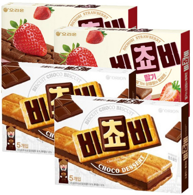 오리온 비쵸비 딸기 125g x2개 비쵸비 초코 125g x2개 (총4개), 4개