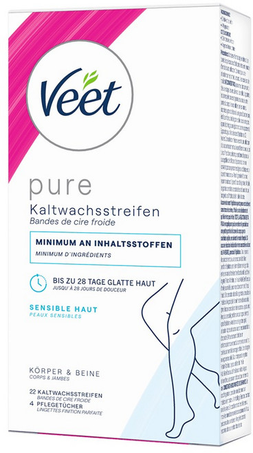 VEET 비트 콜드 왁스 스트립 바디&레그 센시티브 22매, 1개