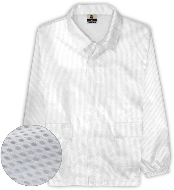 KJ 방진복 망사형 상의 Y카라 제전복 무진복 제전방진복 클린복 크린룸 반도체 정전기방지 작업복 망사타입, 1개, 화이트