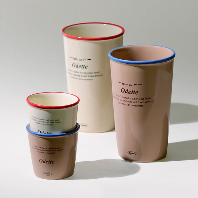 오데뜨 감성 홈카페 레터링 도자기 컵 세라믹컵 페이퍼컵, 대형, 베이지, 1개