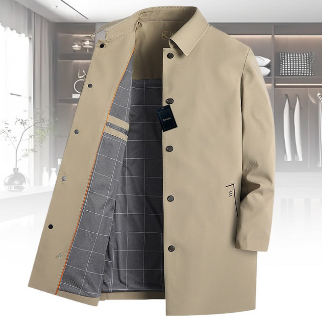 Zenaris 중년남자 트렌치 반코트 춘추 하프 정장자켓 아우터 카라넥 얇은 싱글 재킷 상의