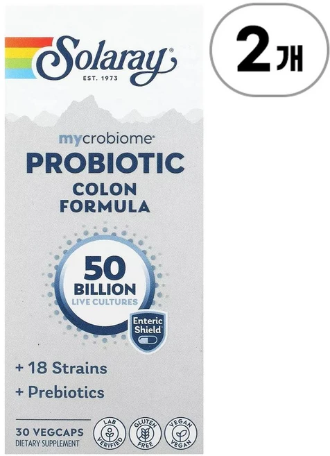 솔라레이 마이크로바이옴 프로바이오틱 콜론 포뮬라 Solaray Mycrobiome Probiotic Colon Formula 30정, 2개 - 쿠팡