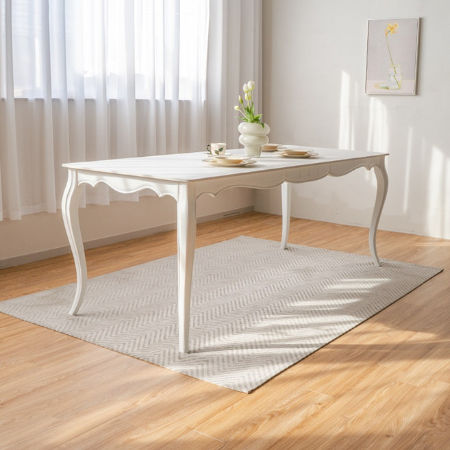 피어젠가구 로사 프렌치 앤틱 6인용 2000 세라믹 원목 식탁 테이블 단품