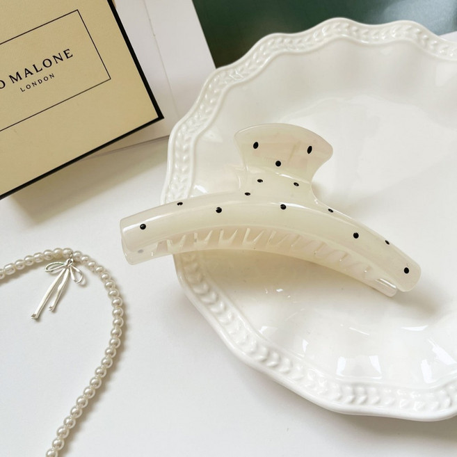 髮飾 圓點琥珀豹紋波浪鯊魚夾 盤髮抓夾