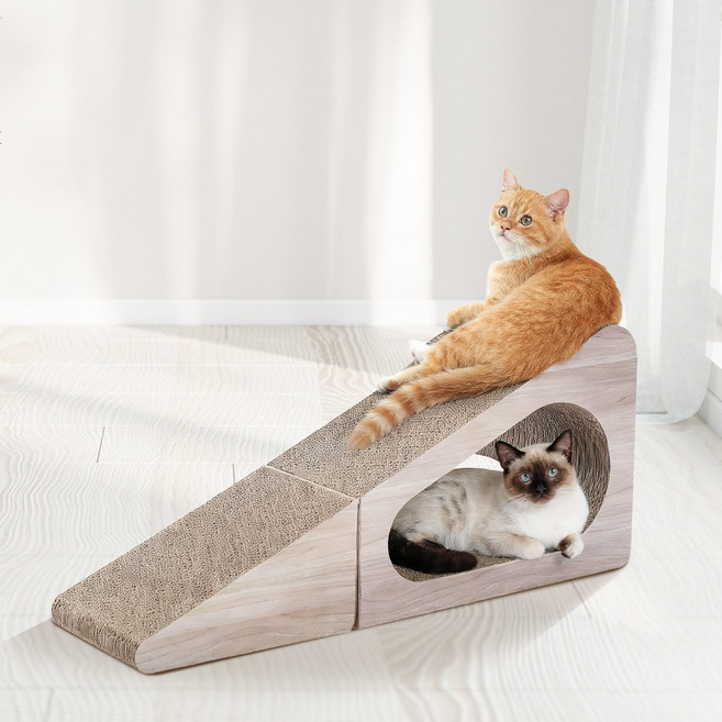 PAWZ Road 접이식 골판지형 고양이 스크래쳐 삼각형, 베이지, 1개