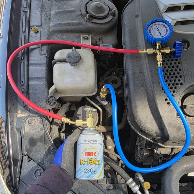 KC인증 mk R134a 자동차 냉매 전용 충전도구(냉매캔 별도구매), 1개