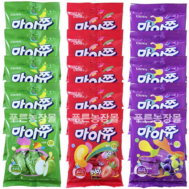 마이쮸 딸기 (72gx5봉) 포도 (72gx5봉) 사과 (72gx5봉) / 총15봉지 신상품 어린이날 학교간식, 72g