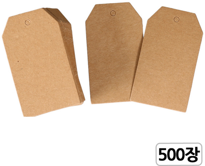 [모핸] 종이 라벨텍(네임택)-육각(500장), 4*7 육각 크라프트